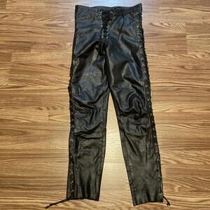 Vintage Leather LA ROXX Cowboy Style Lace Up Pants  Grunge Rockstar US 31 X31